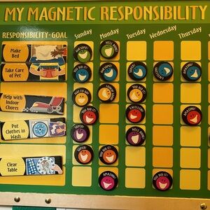 MAGNET CHORE BOARD. ALL WOOD WITH ALL MAGNETS FOR KIDS TO KEEP UP THEIR DUTIES👀